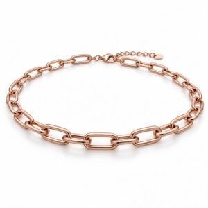 Women’s Rose Gold Stainless Steel Paperclip Chain Necklace