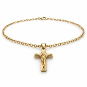 Men’s Gold Stainless Steel Crucifix Pendant Necklace