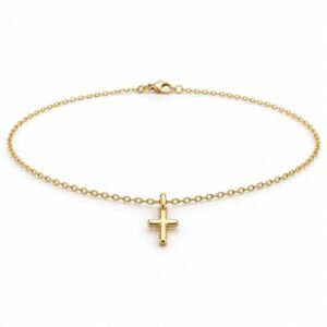 Women’s Gold Stainless Steel Petite Cross Pendant Necklace