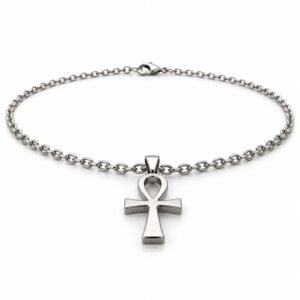 Men’s Silver Stainless Steel Ankh Pendant Necklace