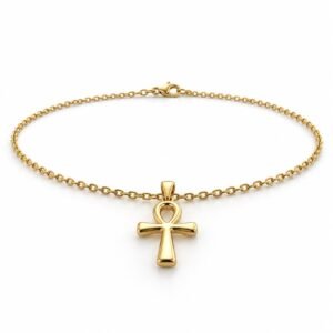 Men’s Gold Stainless Steel Ankh Pendant Necklace