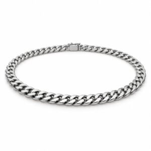 Men’s Silver Stainless Steel 5mm Cuban Link Necklace
