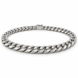 Men’s Silver Stainless Steel 8mm Cuban Link Necklace
