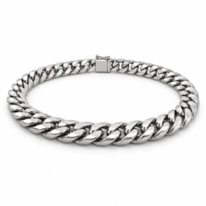 Men’s Silver Stainless Steel 15mm Cuban Link Necklace