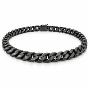 Men’s Black Stainless Steel 8mm Cuban Link Necklace