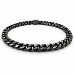 Men’s Black Stainless Steel 10mm Cuban Link Necklace