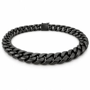 Men’s Black Stainless Steel 15mm Cuban Link Necklace