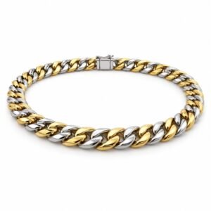 Men’s Two Tone Stainless Steel 12mm Cuban Link Necklace