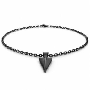 Men’s Black Stainless Steel Arrowhead Pendant Necklace