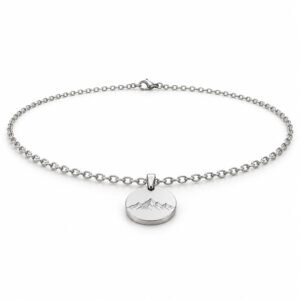 Men’s Silver Stainless Steel Mountain Pendant Necklace