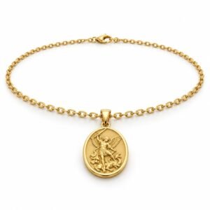 Men’s Gold Stainless Steel St Michael Pendant Necklace