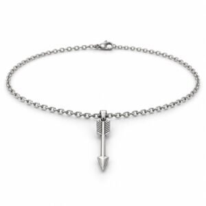 Men’s Silver Stainless Steel Arrow Pendant Necklace