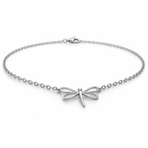 Women’s Silver Stainless Steel Dragonfly Pendant Necklace