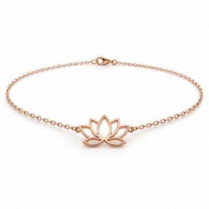 Women’s Rose Gold Stainless Steel Lotus Pendant Necklace