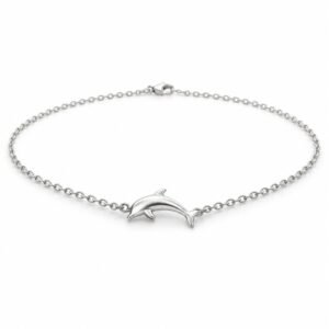 Women’s Silver Stainless Steel Dolphin Pendant Necklace