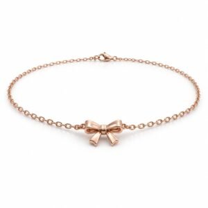 Women’s Rose Gold Stainless Steel Bow Pendant Necklace