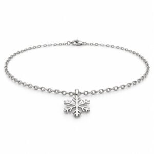 Women’s Silver Stainless Steel Snowflake Pendant Necklace