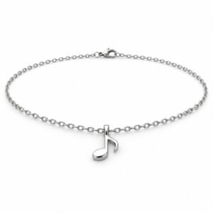 Women’s Silver Stainless Steel Music Note Pendant Necklace