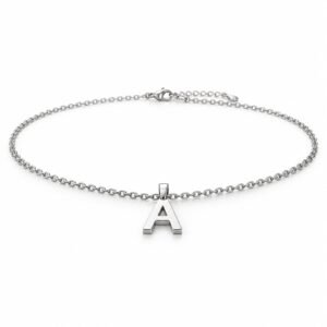 Women’s Silver Stainless Steel Initial A Necklace