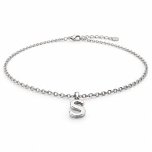 Women’s Silver Stainless Steel Initial S Necklace