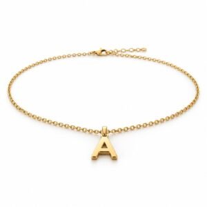 Women’s Gold Stainless Steel Initial A Necklace