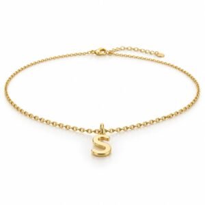 Women’s Gold Stainless Steel Initial S Necklace