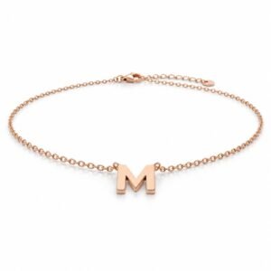 Women’s Rose Gold Stainless Steel Initial M Necklace