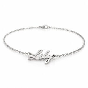 Women’s Silver Stainless Steel Lily Name Necklace