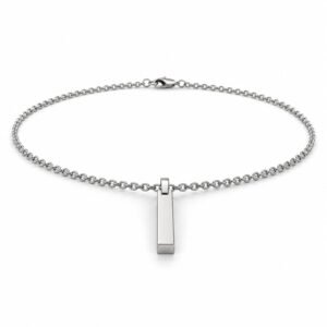 Men’s Silver Stainless Steel Engraving Blank Necklace