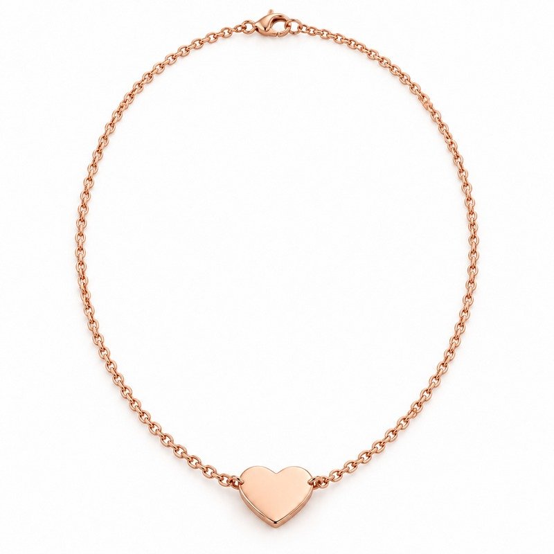 womens rose gold Stainless Steel engraving blank necklace, front view on white