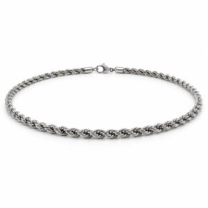 Men’s Silver Stainless Steel 3mm Rope Chain Necklace