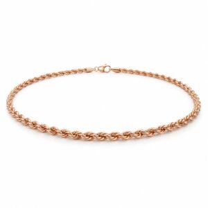 Women’s Rose Gold Stainless Steel 2mm Rope Chain Necklace