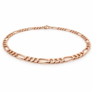 Women’s Rose Gold Stainless Steel 3mm Figaro Chain Necklace