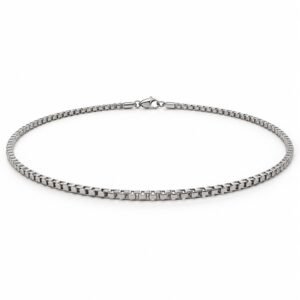 Men’s Silver Stainless Steel 2mm Box Chain Necklace