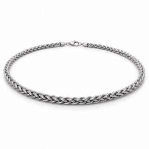 Men’s Silver Stainless Steel 3mm Wheat Chain Necklace