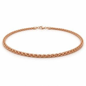 Women’s Rose Gold Stainless Steel 2mm Wheat Chain Necklace
