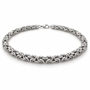 Men’s Silver Stainless Steel 8mm Byzantine Chain Necklace