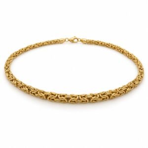 Men’s Gold Stainless Steel 3mm Byzantine Chain Necklace