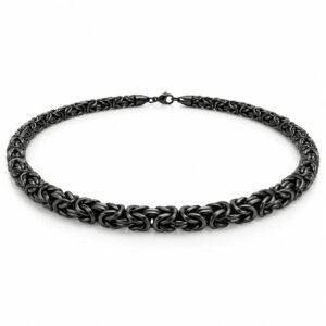 Men’s Black Stainless Steel 5mm Byzantine Chain Necklace