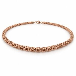 Women’s Rose Gold Stainless Steel 3mm Byzantine Chain Necklace