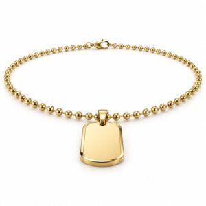 Men’s Gold Stainless Steel Beveled Dog Tag Necklace