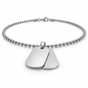 Men’s Silver Stainless Steel Double Dog Tag Necklace