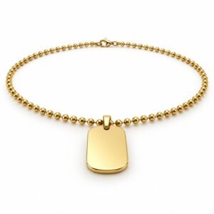 Men’s Gold Stainless Steel Oval Dog Tag Necklace