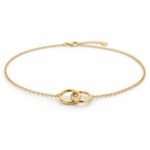 Women’s Gold Stainless Steel Double Circle Necklace