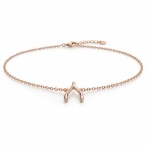 Women’s Rose Gold Stainless Steel Wishbone Necklace