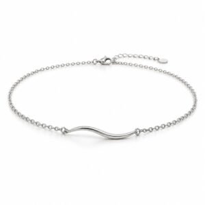 Women’s Silver Stainless Steel Wave Necklace
