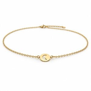 Women’s Gold Stainless Steel Crescent Disc Necklace