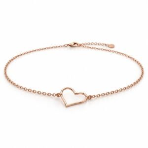 Women’s Rose Gold Stainless Steel Heart Outline Necklace