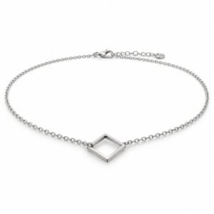 Women’s Silver Stainless Steel Square Necklace