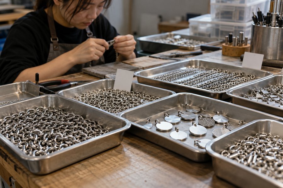 Separated jewelry components in a sourcing review